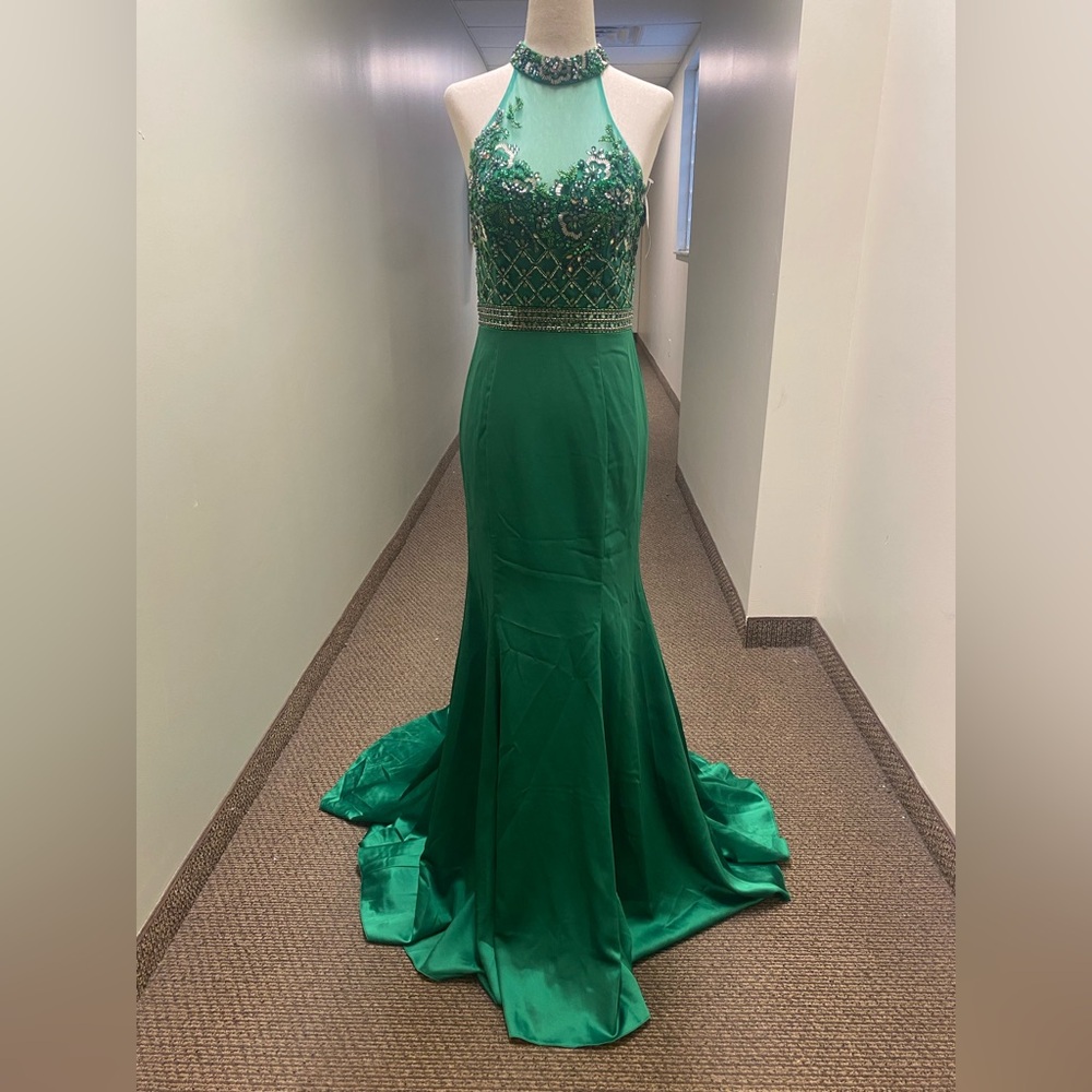 Rachel Allan Emerald Green Prom Dress - Sz 4 - Beaded